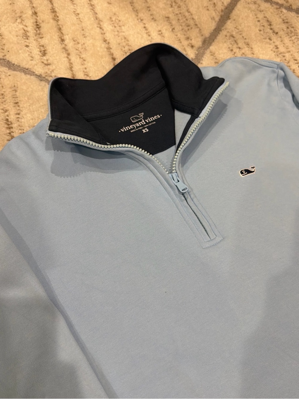 Vineyard Vines Saltwater Men’s XS 1/4 Quarter Zip Powder Blue Sweater Pullover